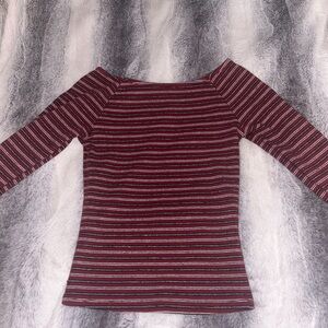 Garage Red and Blue Stripped Long Sleeve Top
